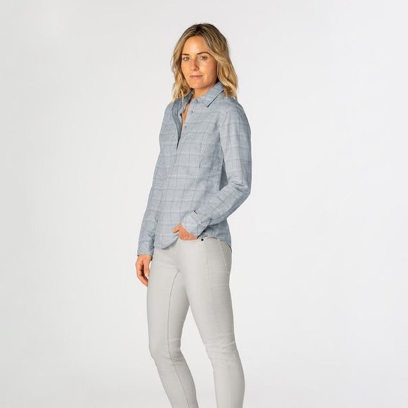 STIO Button Poplar Shirt Popover Shirt Lichen Plaid NWT L - Picture 2 of 10